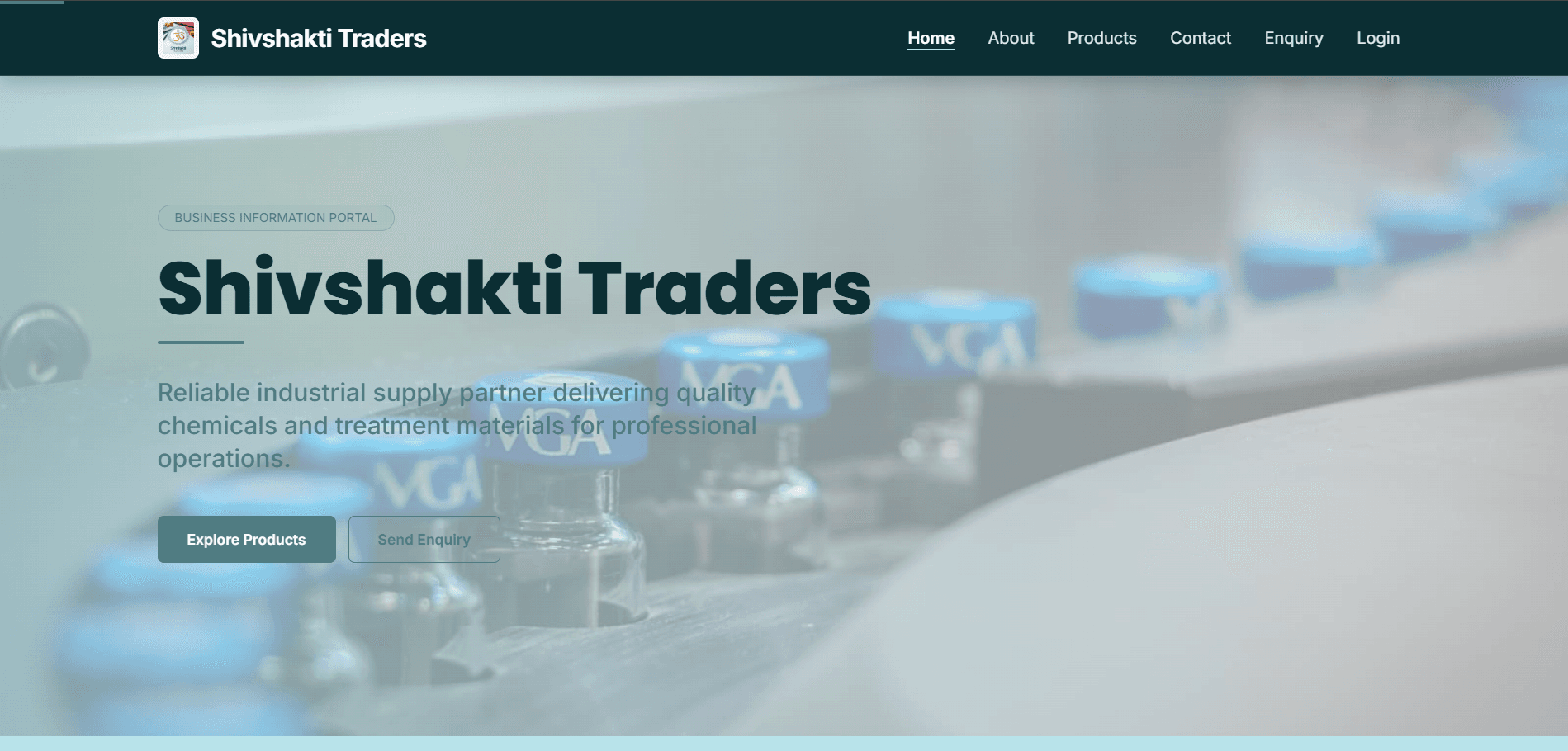 Shivshakti Traders business platform home page preview